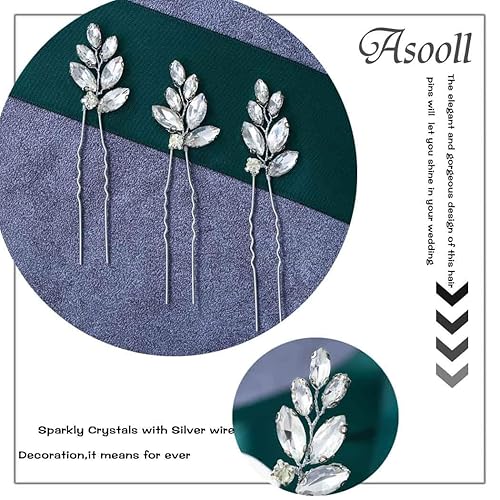 Miniatura 4 de Easedaily Crystal Bride - Horquillas para el pelo de boda de rinetsona plateadas, accesorios para el cabello para mujeres y niñas (paquete de 3)