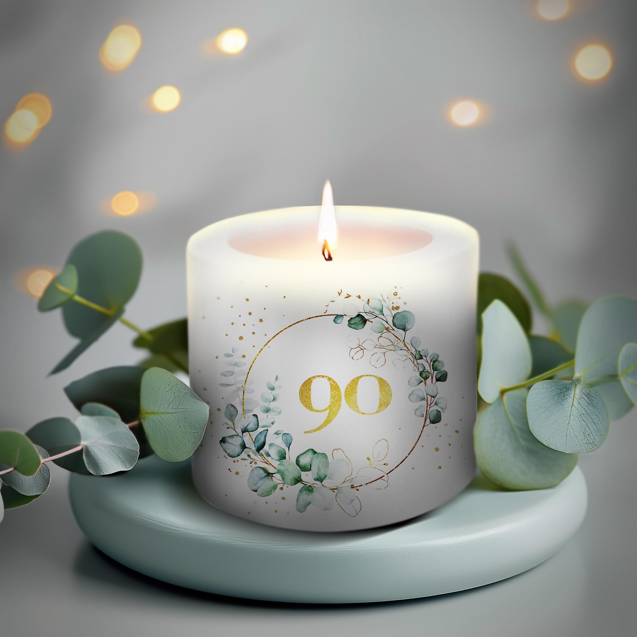 Candela A Forma Di Foglia Oro Con Personalizzazione Nome E Data – Decorazione Da Tavolo 30 Ore, 15 Cm - 3