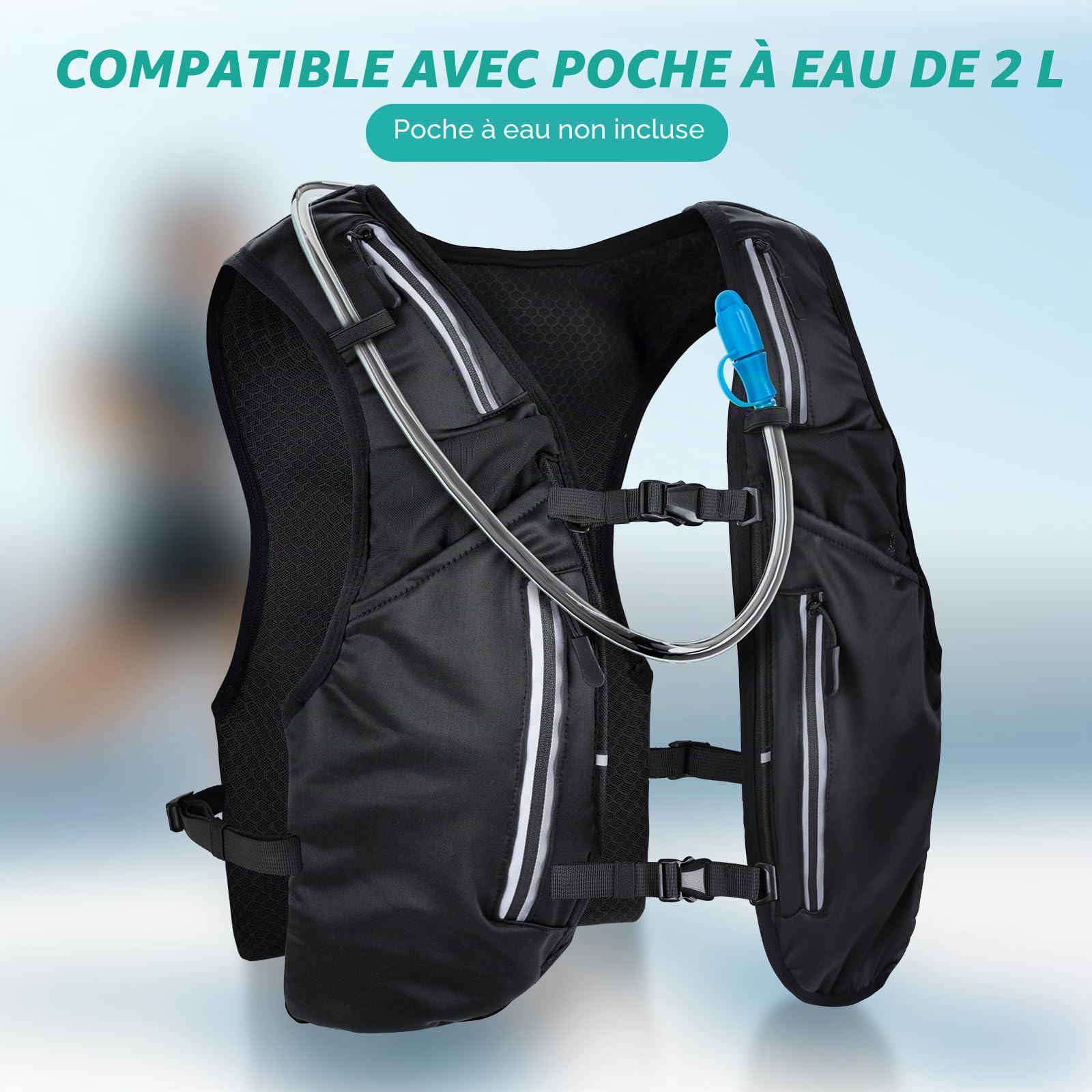 Nextyu Gilet Running Femme & Homme, Sac Hydratation Trail Léger Réfléchissant avec Gourde Souple 500 ML, Bretelles de Poitrine Réglables pour Course à Pied Randonnée Cyclisme Marathon