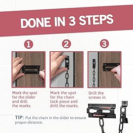 Jack N\'Drill 2 Pack Door Chain Lock, Exclusive Chain Door Lock with Extended Chain Length, 100% Child Proof Safety, Heavy Duty Chain Locks for Inside Door and Extra Front Door Lock (Black)