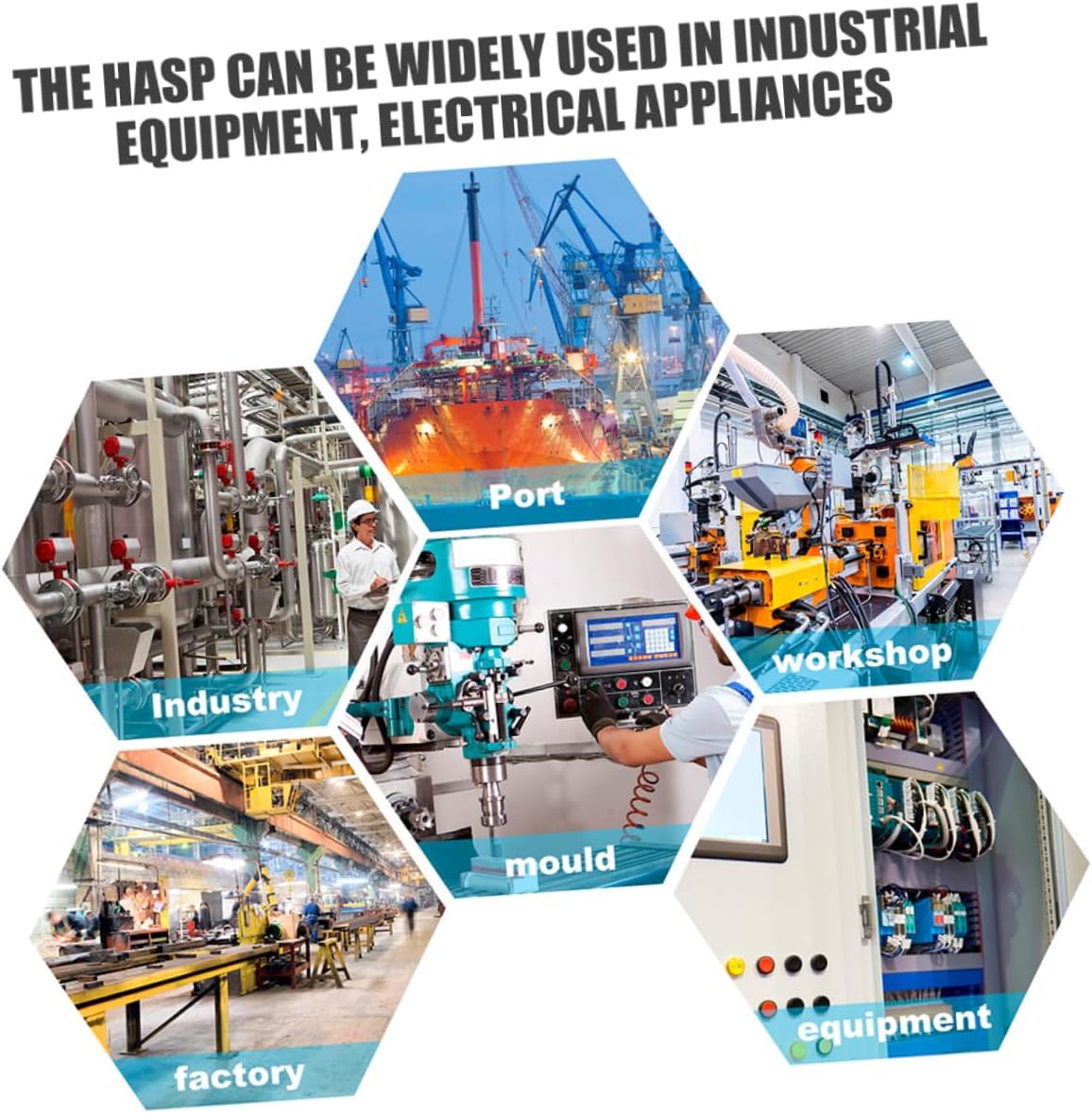 OUNONA 6pcs Double-end Aluminum Hasp Safety Padlock Hasp for Industrial Equipment and Electrical Appliances Convenient Security