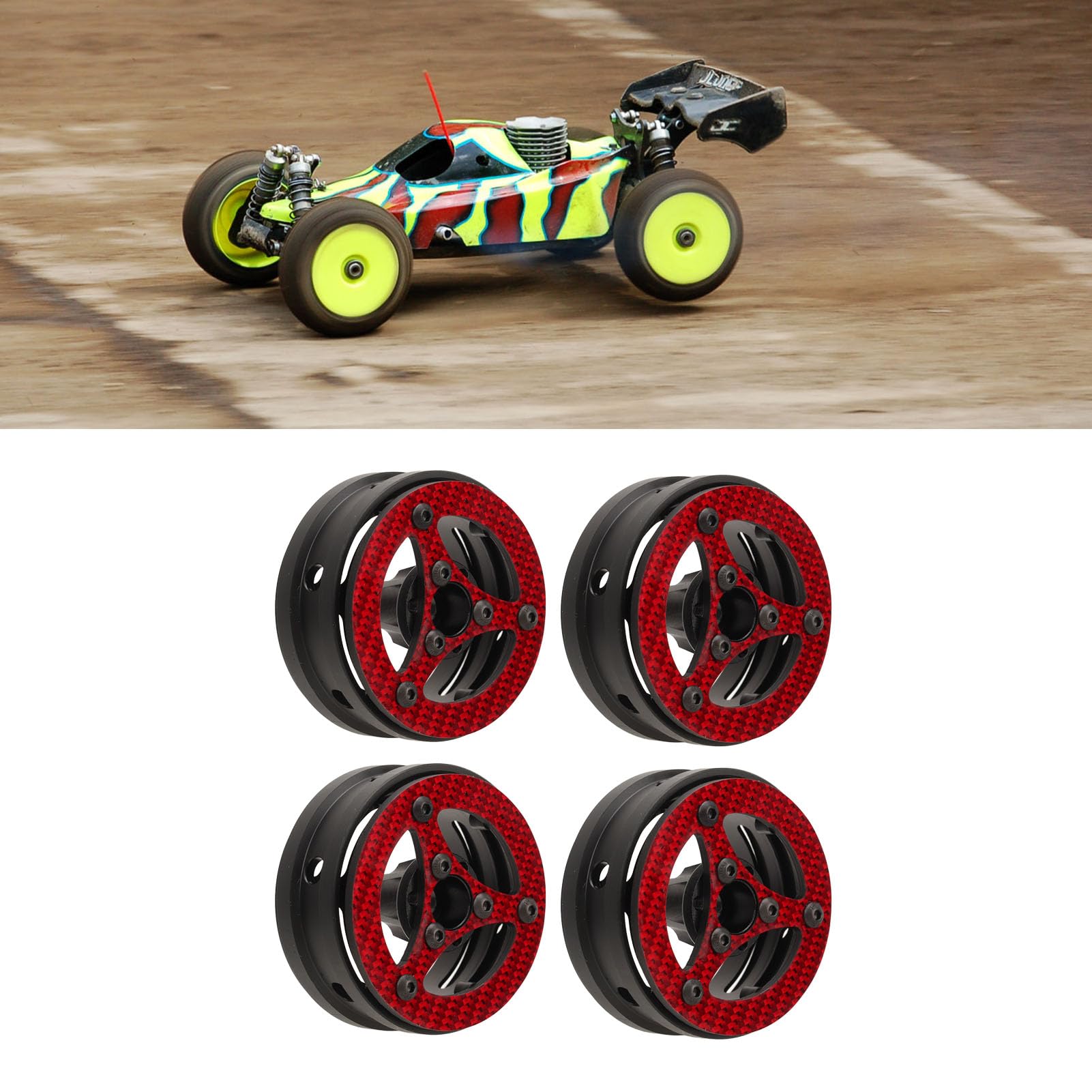 Koła z włókna węglowego 1,9 cala RC |4 szt. Lekki zestaw felg do samochodu gąsienicowego 1/10 / SCX10 / RR10 |Zamiennik nylonu i stopu aluminium o wysokiej wytrzymałości (Red)