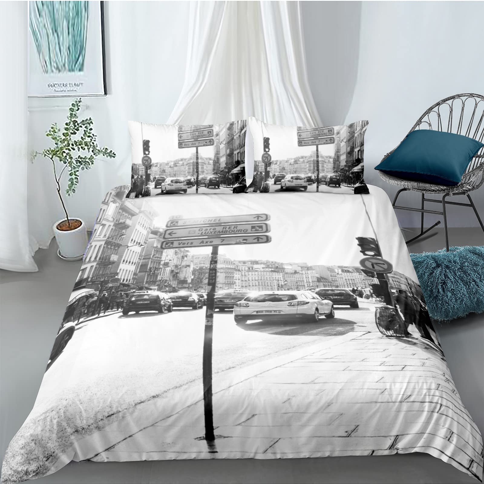 XYueww Housse De Couette Parure De Lit, 140X200 Cm 3D Panneau De Signalisation Impression Doux 100% Microfibre Ensemble De Literie avec 2 Taies D'Oreillers 65X65 Cm - Entretien Facile XYueww Housse De Couette Parure De Lit, 140X200 Cm 3D Panneau De Signalisation Impression Doux 100% Microfibre Ensemble De Literie avec 2 Taies D'Oreillers 65X65 Cm - Entretien Facile