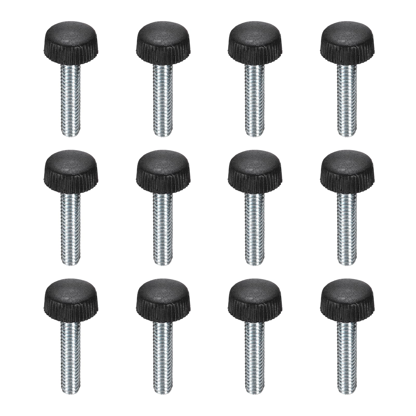 sourcing map 12Pcs M6 Knurled Clamping Knobs, 1/4"-20 UNC 1.18" Threaded Stud Clamping Knobs Hand Tightening Thumb Screw Knob for Lawn Mower Umbrella Base Clamps Replacement Machinery