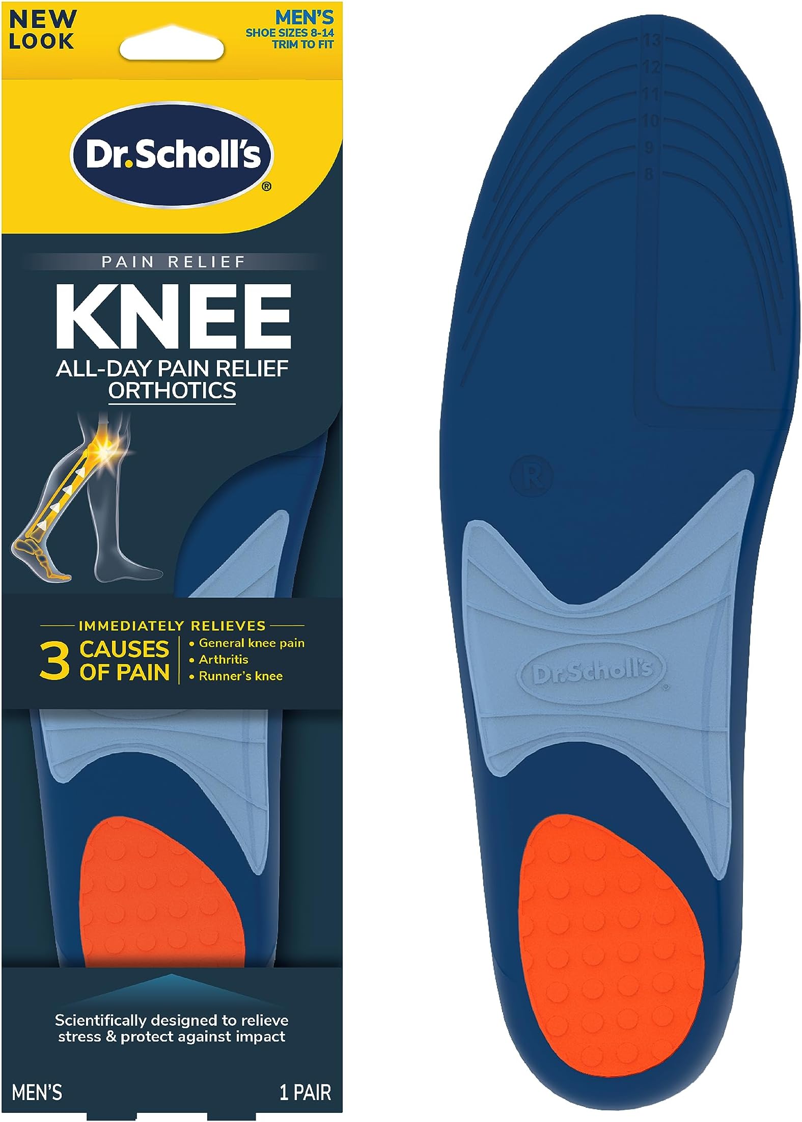Dr. Scholl's Knee Pain Orthotics for Men Shoe Size 8-14