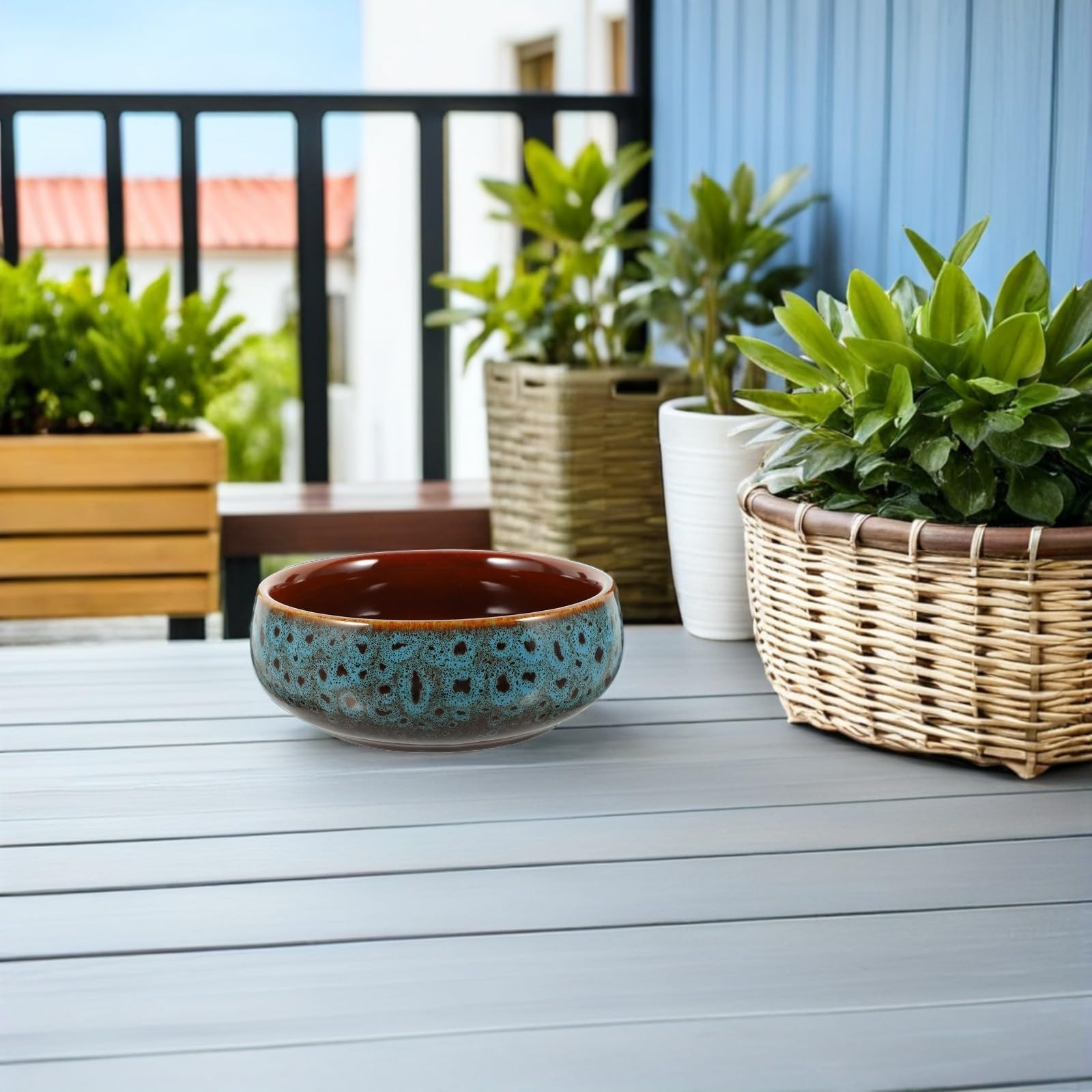Hemobllo Lot de 2 Pots de Fleurs en Céramique Ronde sans Trou pour Culture Hydroponique, Design Créatif Terre pour Décoration Intérieure et Nénuphars