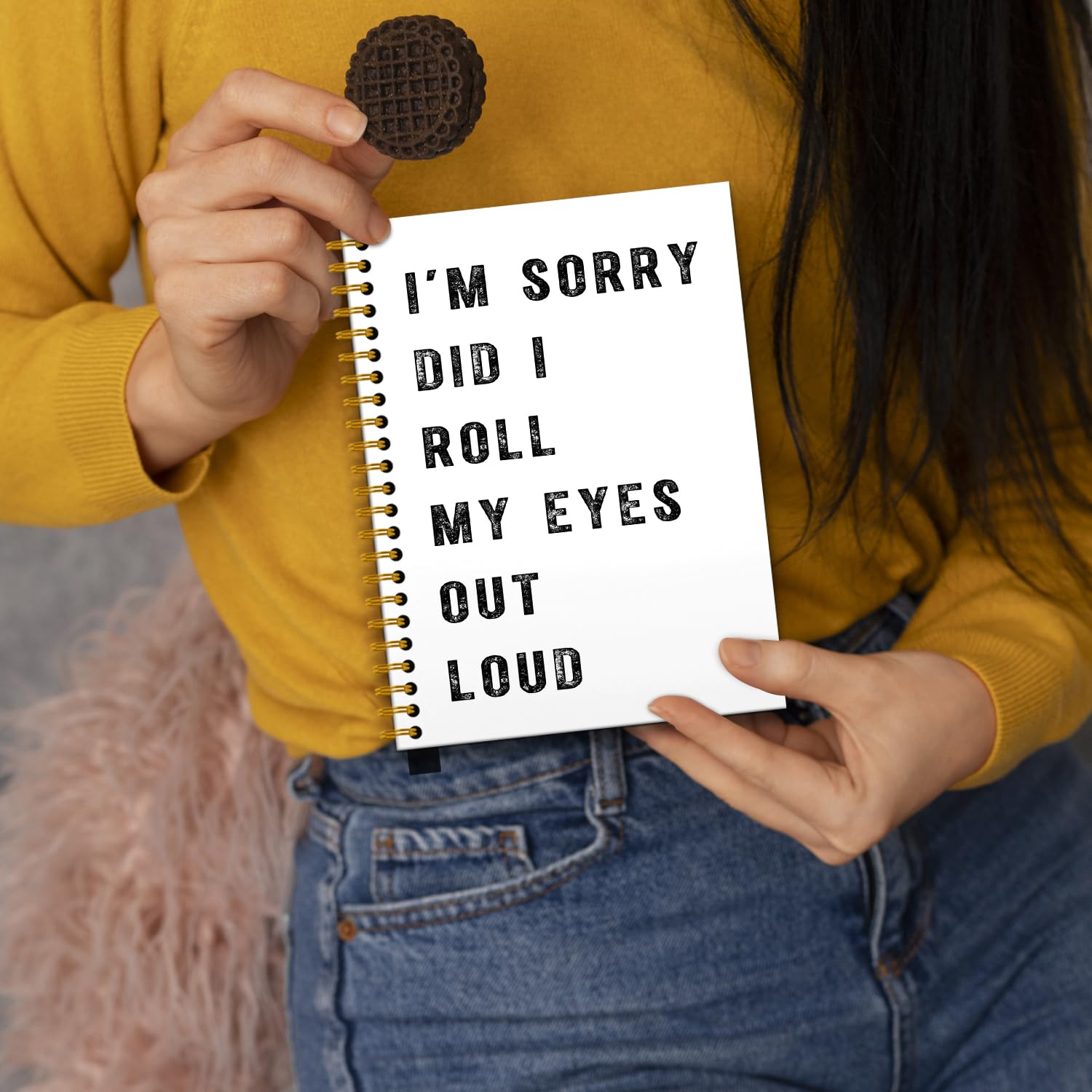 RUNMESS Lustige Notizbücher für die Arbeit, Büro, Humor, Geschenke für Kollegen, Frauen, Männer, lustiges Bürobedarf, I'm Sorry Did I Roll My Eyes Out Loud, Hardcover, Spiralnotizbuch, 14 x 21 cm