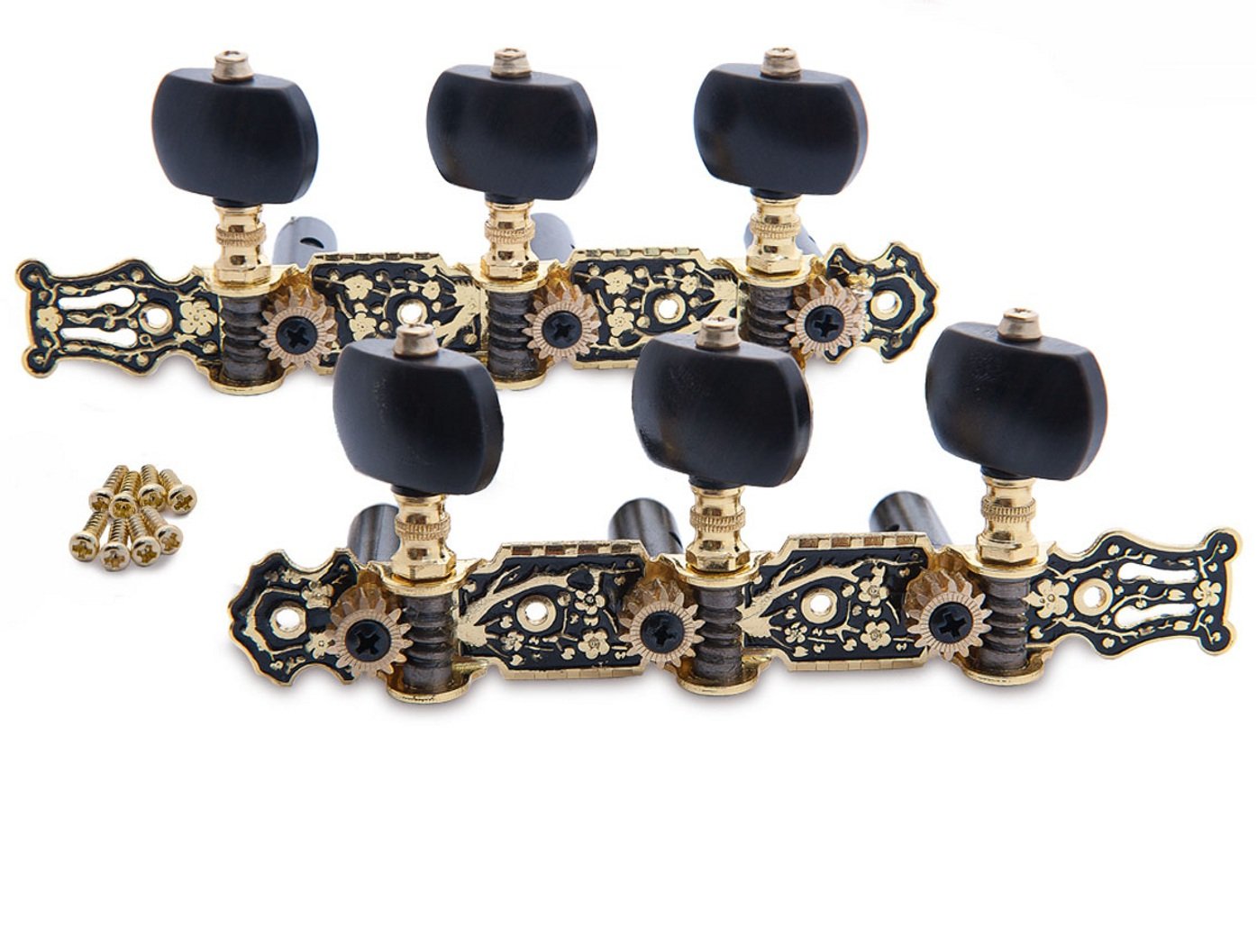 Classical Guitar tuning keys pegs, black color, old-plated Budagov MHC-14