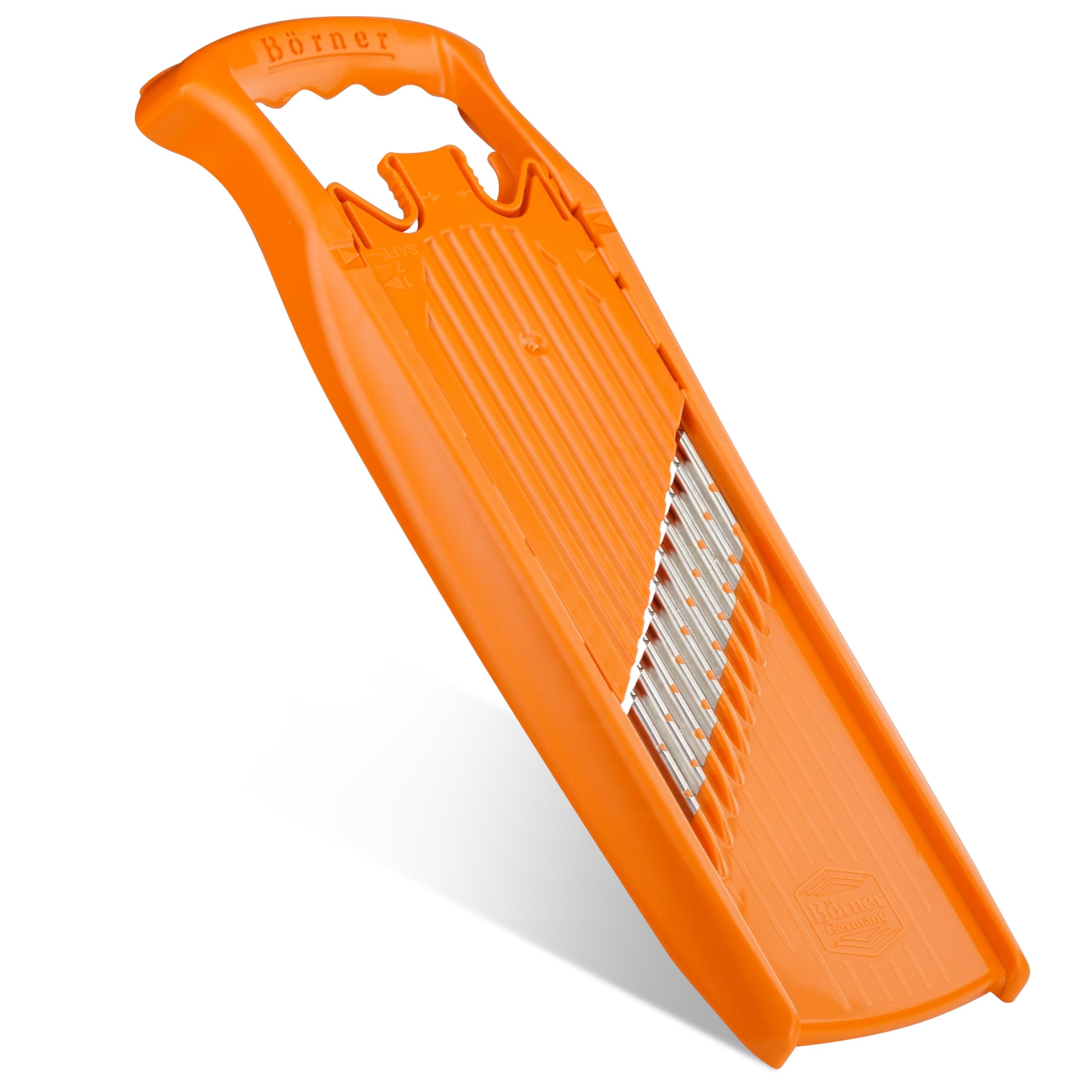 Börner by Reston Lloyd Wave-Waffle Power Line • Crinkle Cut/Spirelli Vegetable Slicer • Slicer for Wave Waffle Cut Style • Multiple Thickness Options • Made in Germany, Orange