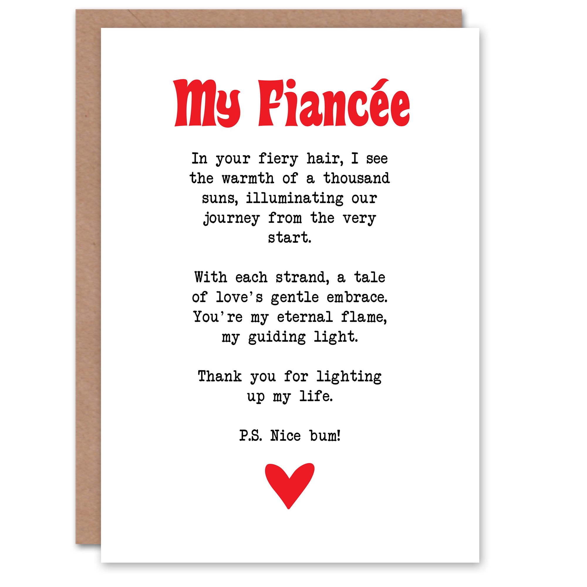 Artery8 Greeting Card Love Poem Ginger Fiancée Romantic Funny For Her Woman Valentine's Day Card