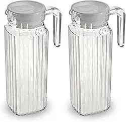 Conjunto De 2 Jarras De Vidro Com Tampa De 1 Litro Resistente Suco Agua Bebidas Casual Sofisticada Cozinha Cabe Na Porta Da Geladeira