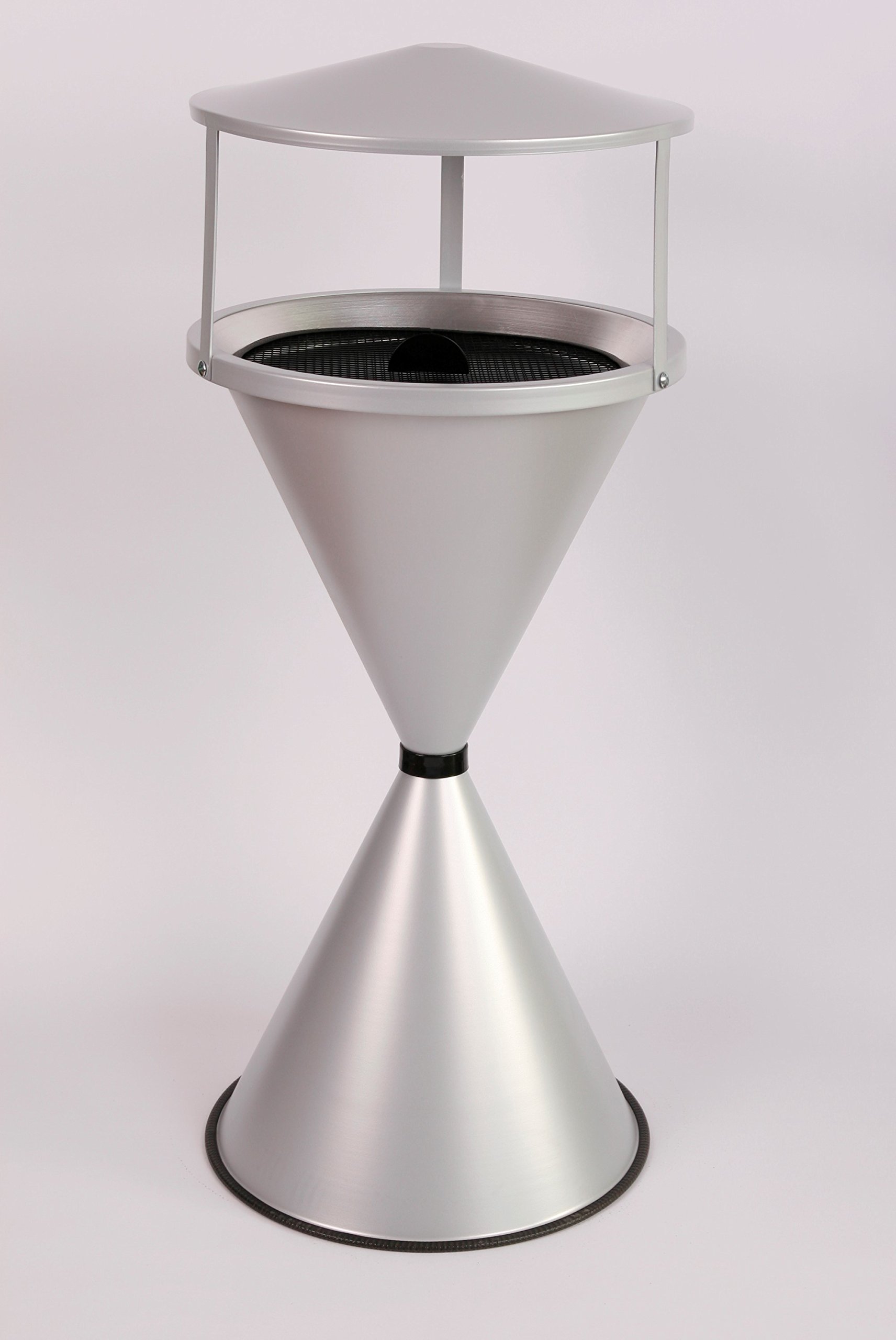 Standaschenbecher Diabola mit Dach 71x40 cm, silber metallic, Marke: Szagato, Made in Germany (Ascher, Standascher, Aschenbecher)