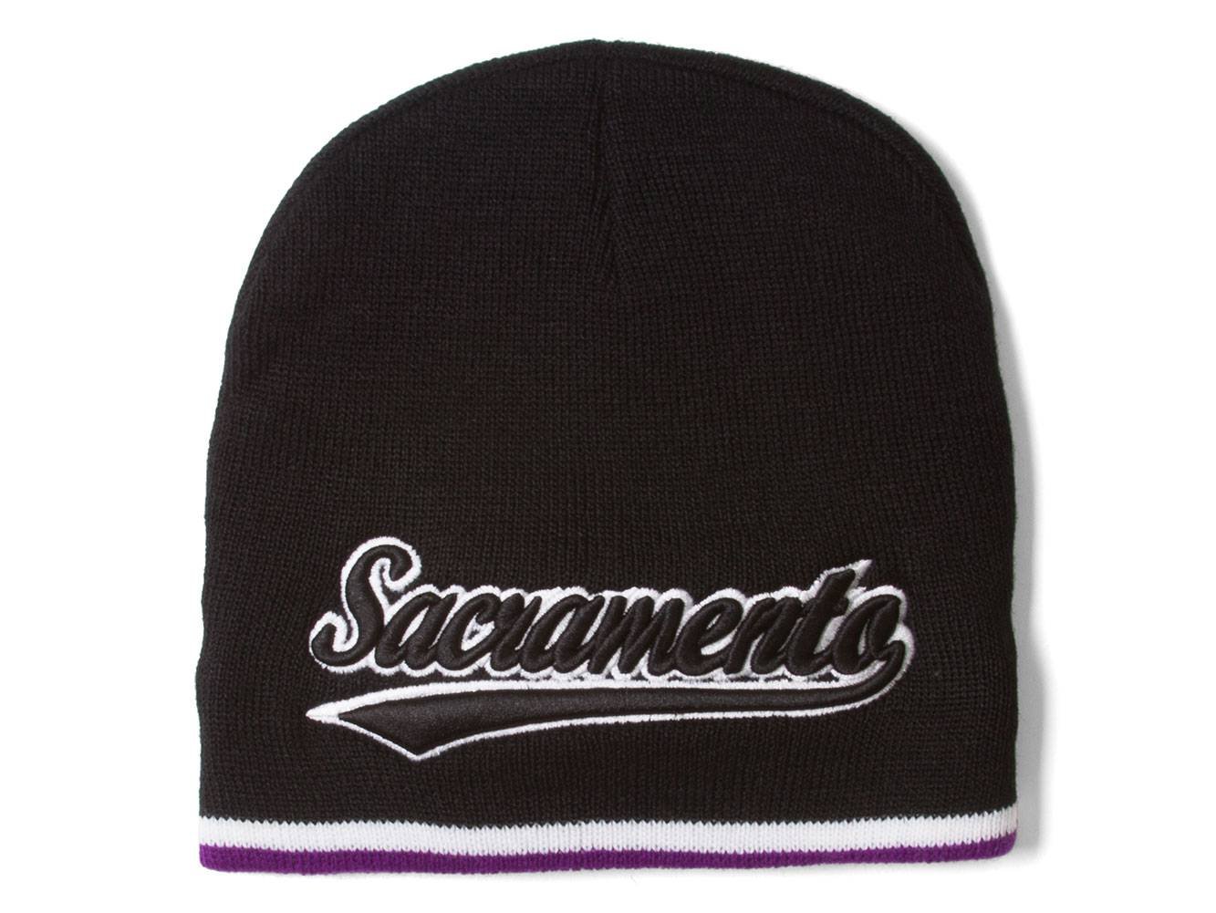 City CapsSacramento Black Cuffless Winter Beanie