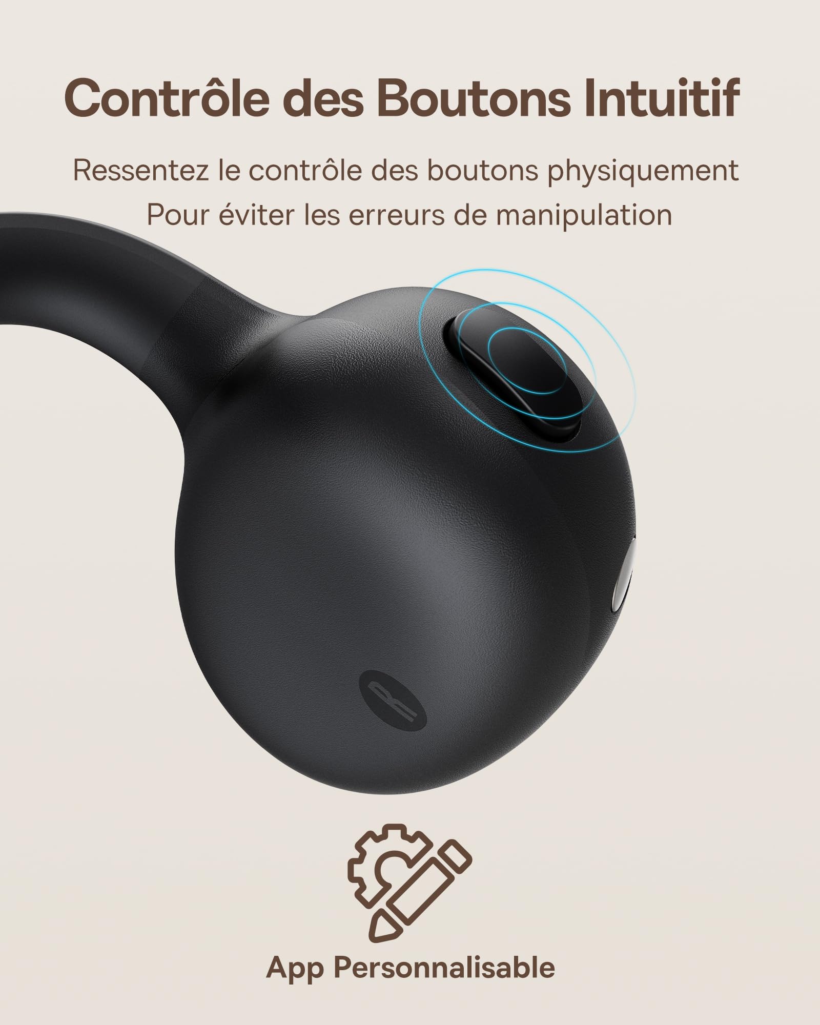 Baseus Bowie MC1 Casque Ouvert, Ecouteur Conduction Osseuse avec Son Impressionnant, Renforcement des Basses Adaptatif, Bluetooth 5.4, Réduction du Bruit Lors des Appels, IP57, Autonomie de 40h