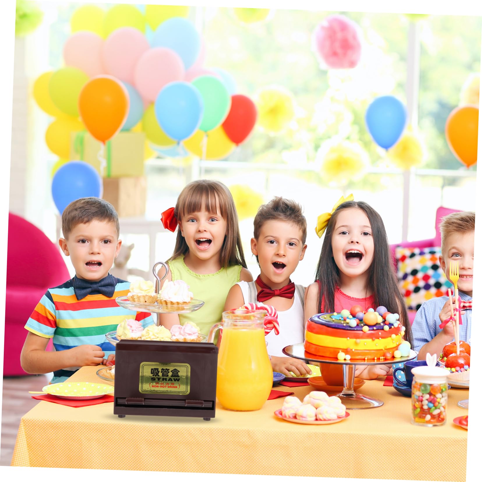 ABOOFAN Plastic Straw Dispenser Bulk Unwrapped Drinking Straw Storage Case Lid for Restaurant