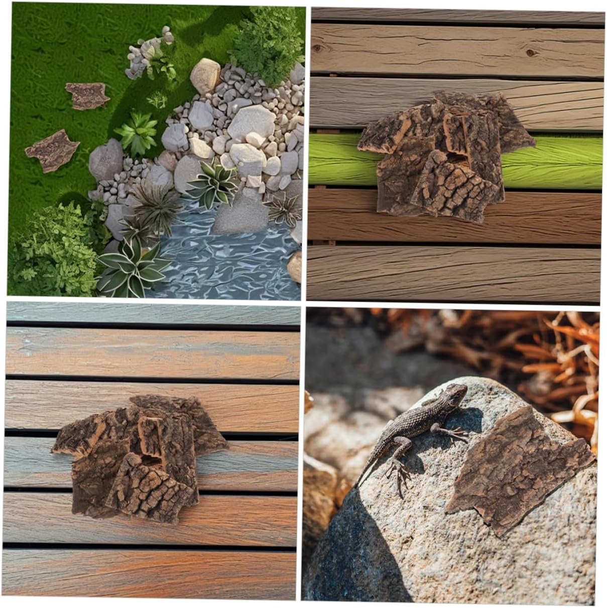 12pcs Natural Bark Decor for Reptile Terrarium Versatile Climbing Platform and Background for Lizards Material Easy to Install Approx Each