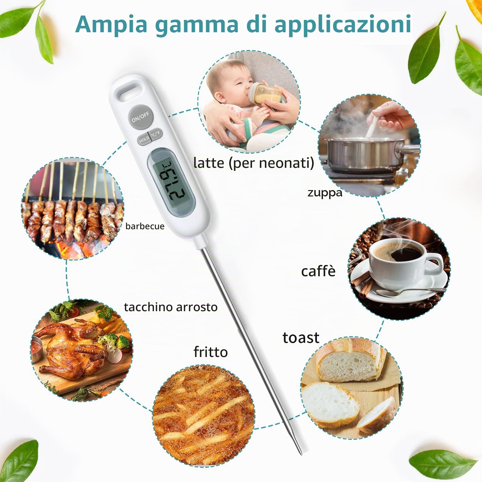 HORJOR Termometro de Carne Digitale per BBQ Forno Latte