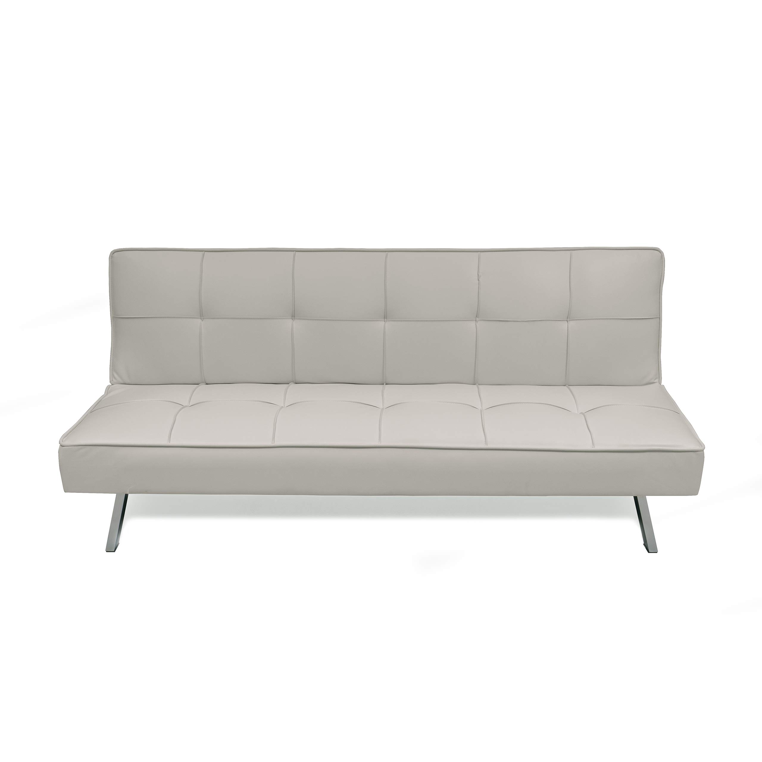 Homely | Sofá Cama de 3 plazas - KOHTAO | Apertura Clic-clac | Tapizado en Polipiel | Sofás de Salón Modernos | Sofá Acolchado Cómodo | Sin Reposabrazos | Color Blanco Crema | 176 cm