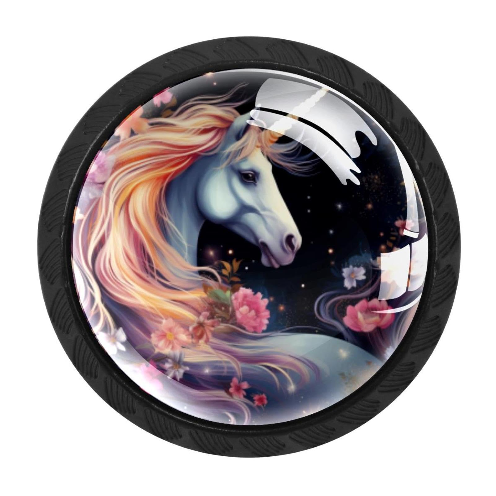 CHENZZZZ 4 Pack Unicorn Kitchen Cabinet Knobs Drawer Knobs Dresser Knobs Matte Black Zinc Knobs Drawer Pulls Door Knobs Dresser Drawer Handles Knobs for Dresser Drawers