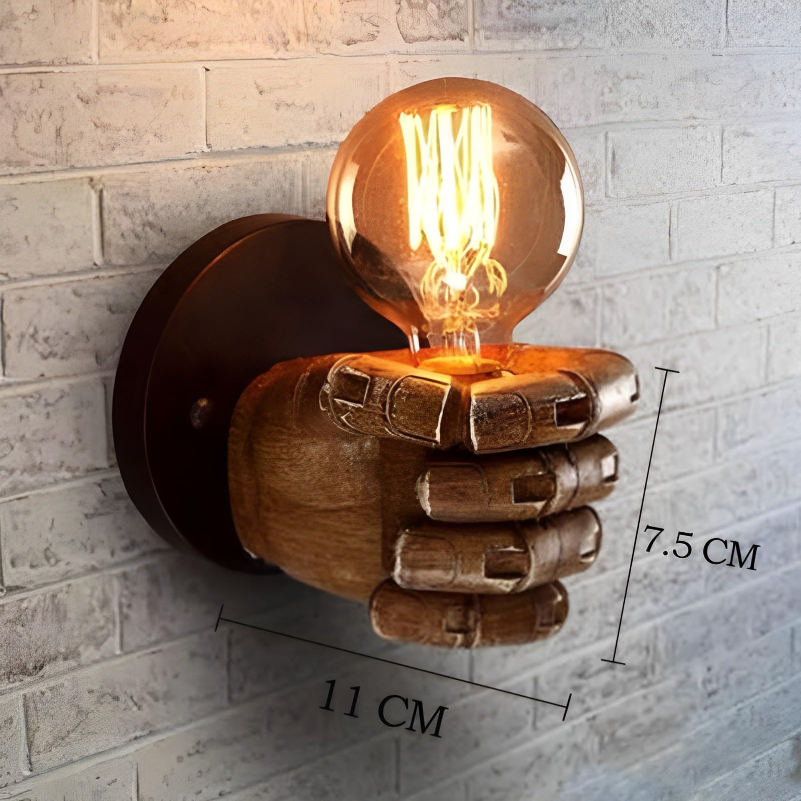 Lampada Da Parete Vintage E27 - Stile Industriale In Resina E Ferro (Marrone)