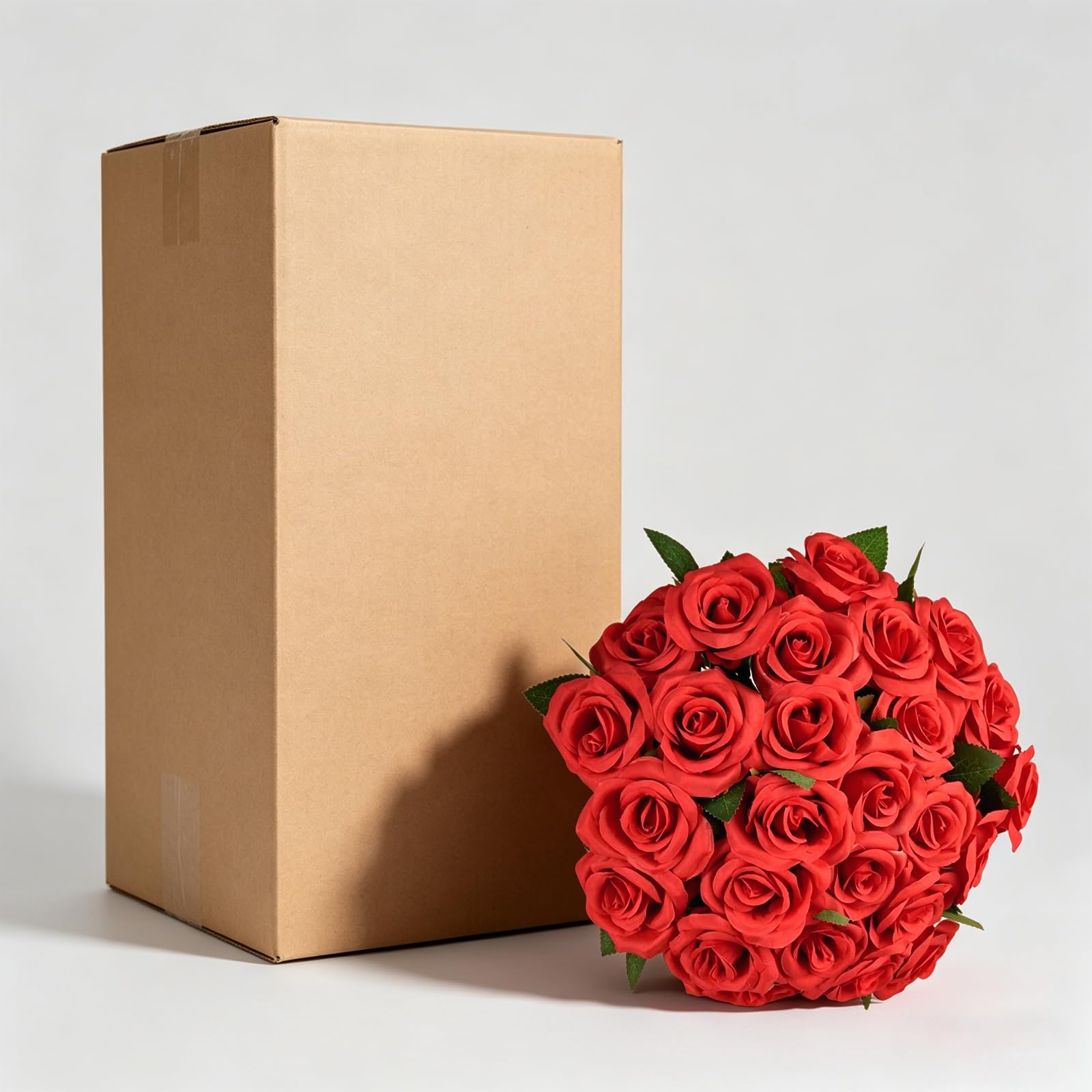 60 rose artificiali rosse in seta con steli pieghevoli per decorazione | Tessuto di seta rosso, 51 cm, realistico, steli flessibili, set da 60 pezzi, per bouquet da sposa, decorazione da tavolo