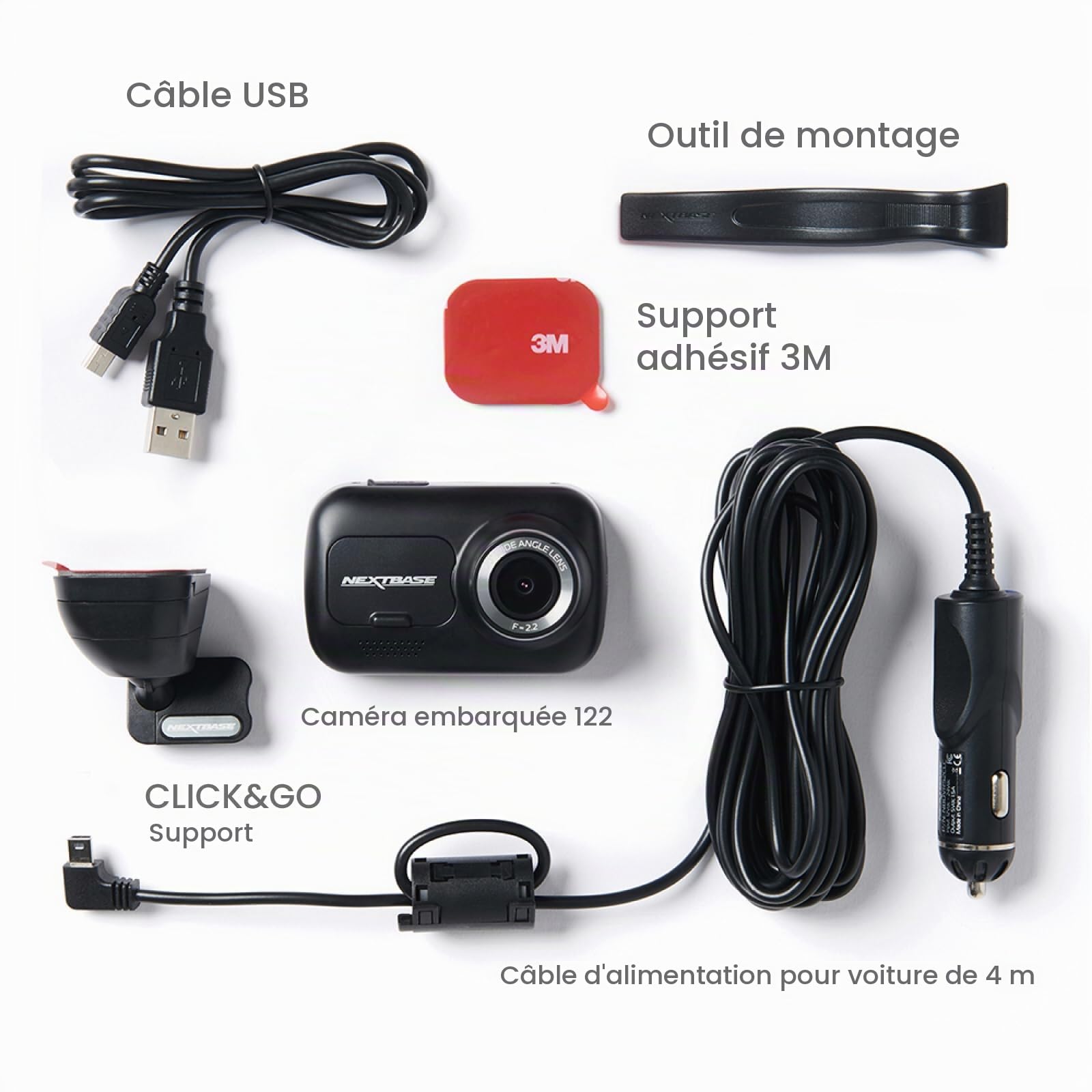 Nextbase Caméra embarquée 122HD 1080p avec mode stationnement, vision nocturne, enregistrement en boucle automatique et protection des fichiers avec capteur de chocs
