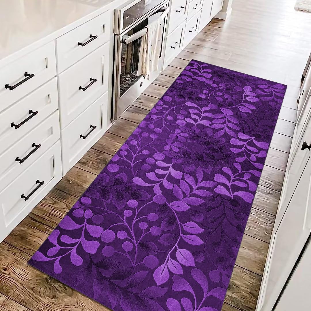 Tapis de couloir, cuisine, lavable, antidérapant, 100 x 150 cm, violet, long, tapis de cuisine, couloir, salon, chambre à coucher, vendu au mètre, personnalisable