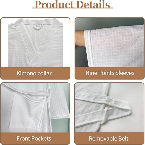 Miniatura 4 de Bata de baño tipo kimono ligera hasta la rodilla para hombre, bata de ducha para spa