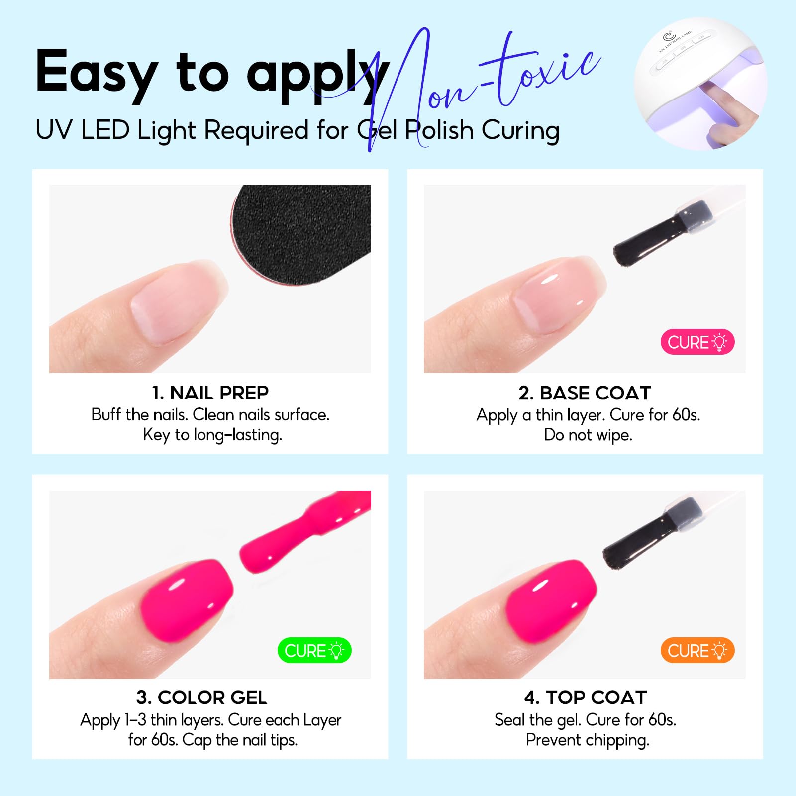 PEACECOLOR Vernis Semi Permanent Néon 10ML, 6 Couleurs Rose Orange Jaune Vert Bleu Pourpre Vernis Gel UV Semi Permanent Soak Off Gel Ongle Nail Art Manucure Cadeaux pour Femmes