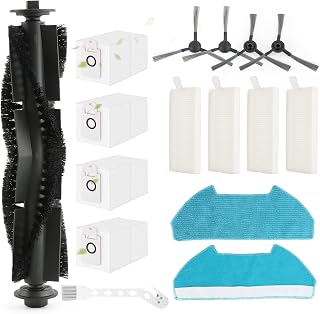 Replacement Parts for Bobsweep Dustin/Orb-i/Ultra-Vision / RC400 Accessories Kit with 1 Rubber Brush,4 Dust Bags,4 Hepa Filters,2 Mop Pads,4 Side Brushes Vacuum Cleaner Set Accessories