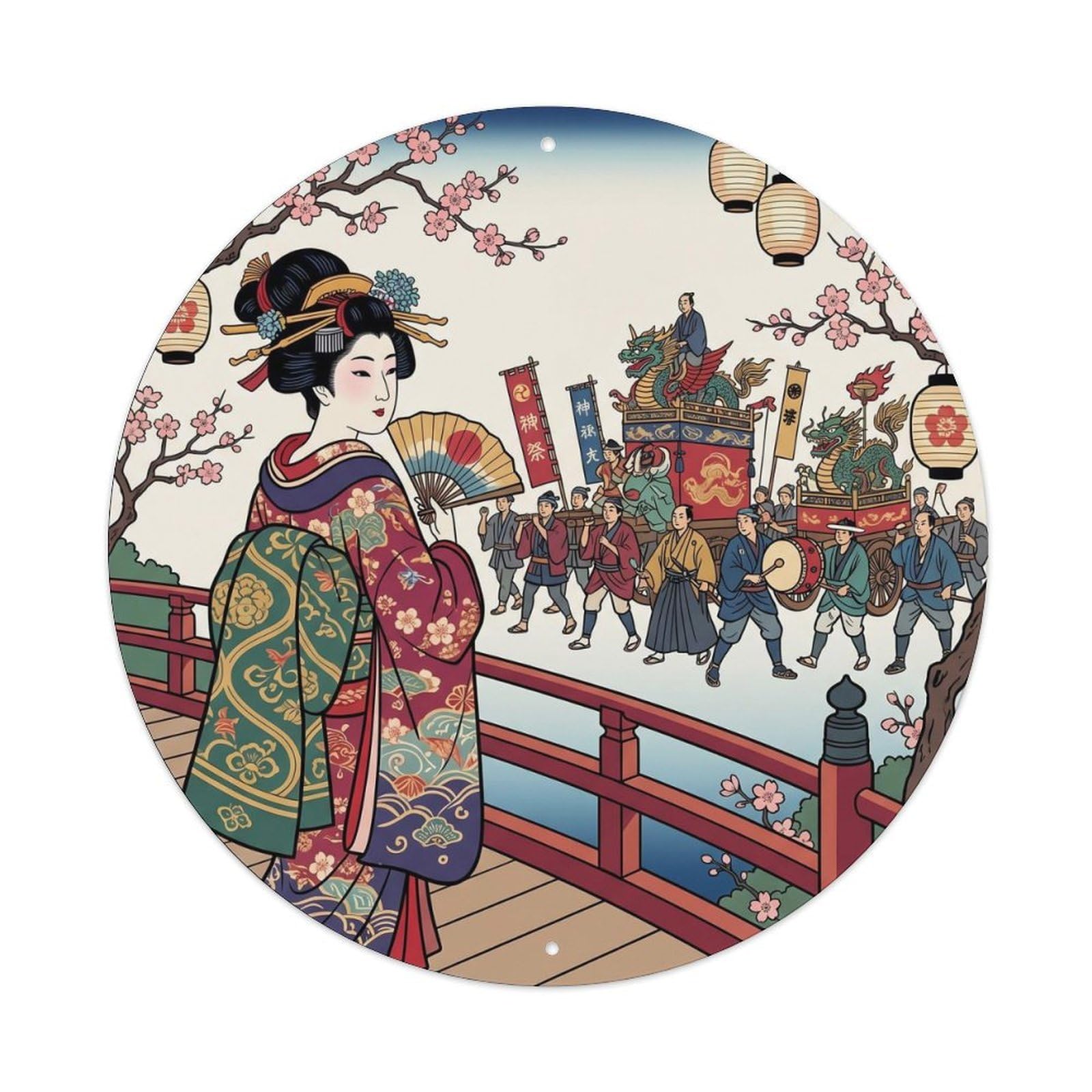 Tgrcjimh Style Metal Tin Sign Japanese Festival Procession Parade
