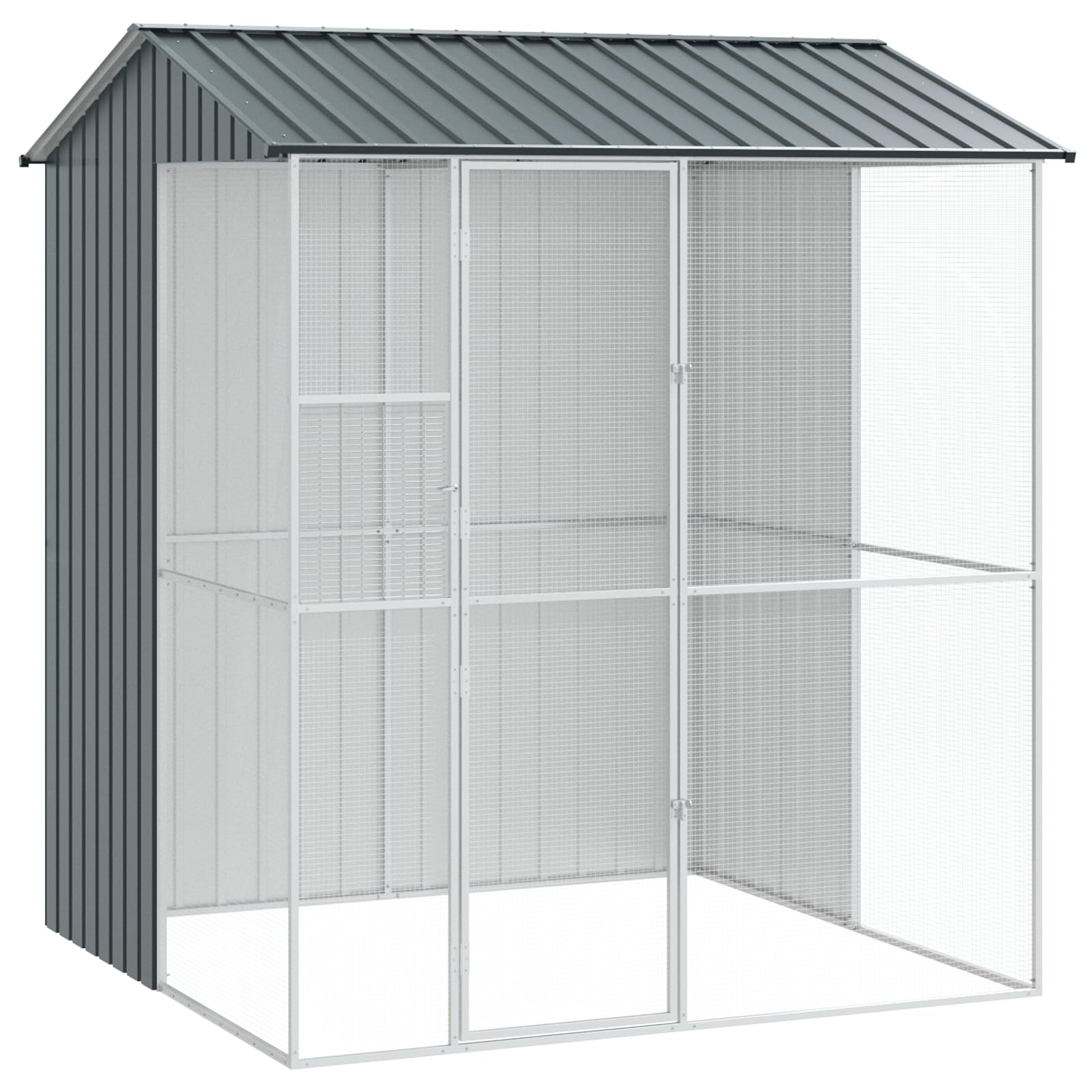 Voliere Anthrazit 215x210x247 cm Stahl Vogelfreiheit mit geräumigem Innenraum