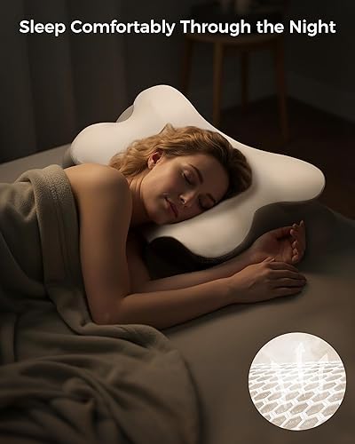 Miniatura 7 de Feagar Almohada cervical para el cuello, almohada de espuma viscoelástica de contorno suave para aliviar el dolor de cuello y hombros, diseño