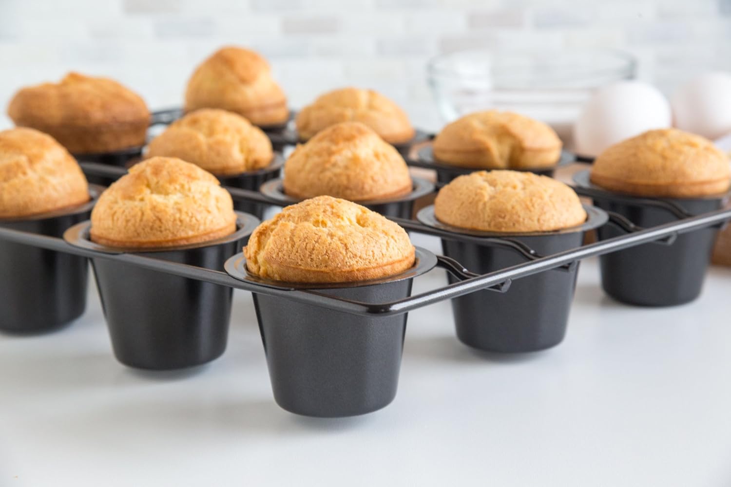 Fox Run 4758 Linking Mini Popover Pan, Carbon Steel, Non-Stick, 12-Cups
