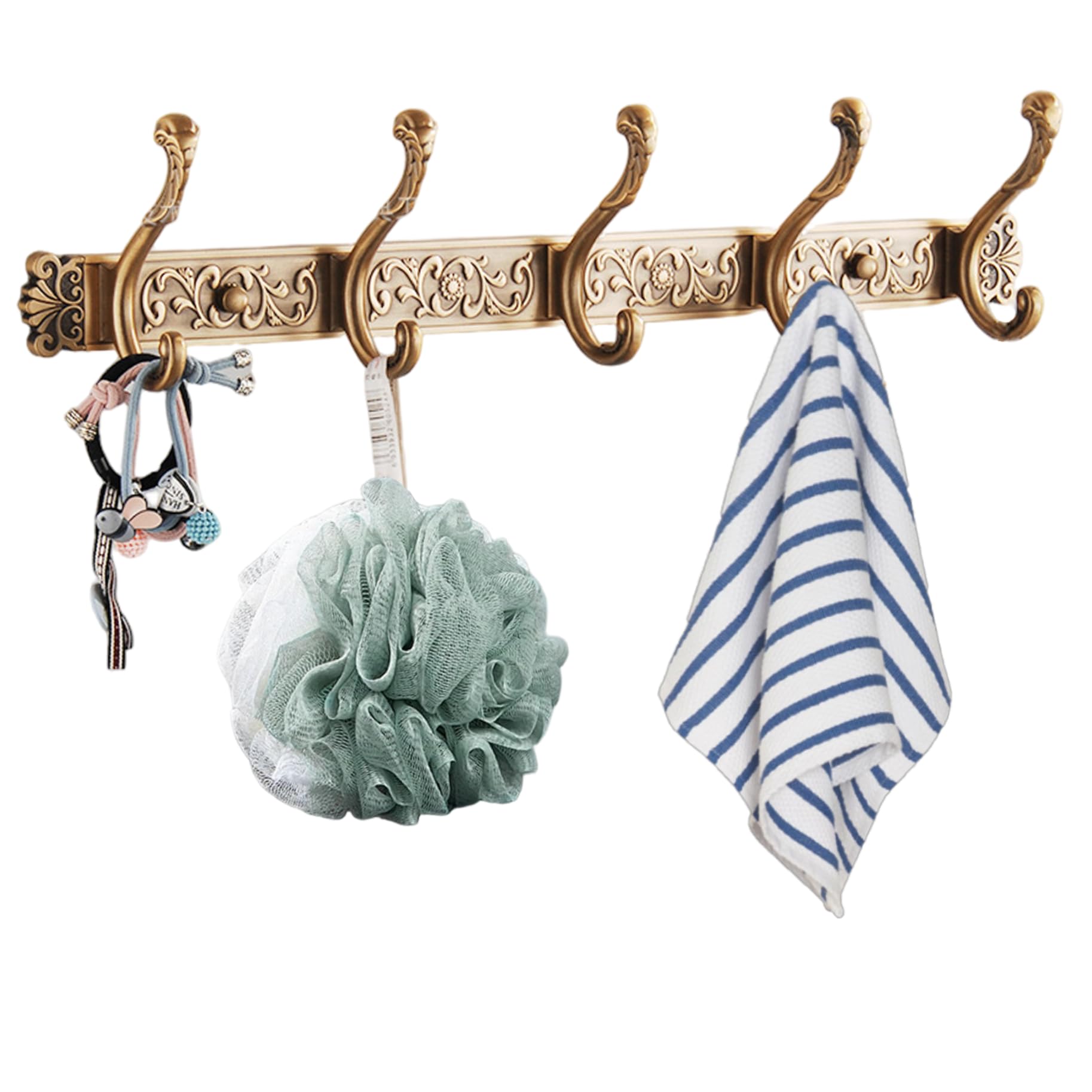 Perchero vintage de aluminio para llaves y toallas en organizador de pared