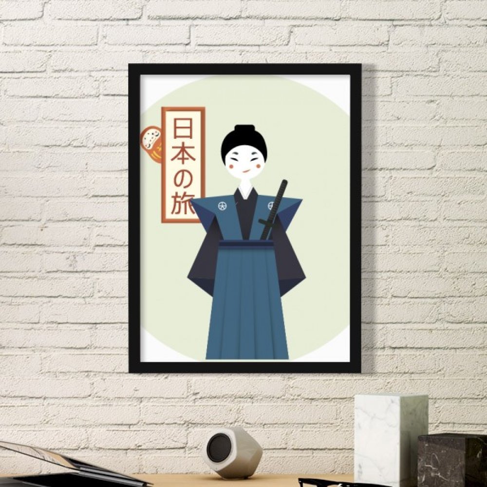 Etiqueta del regalo marco de fotos de bushi japonés antiguo para coleccionistas