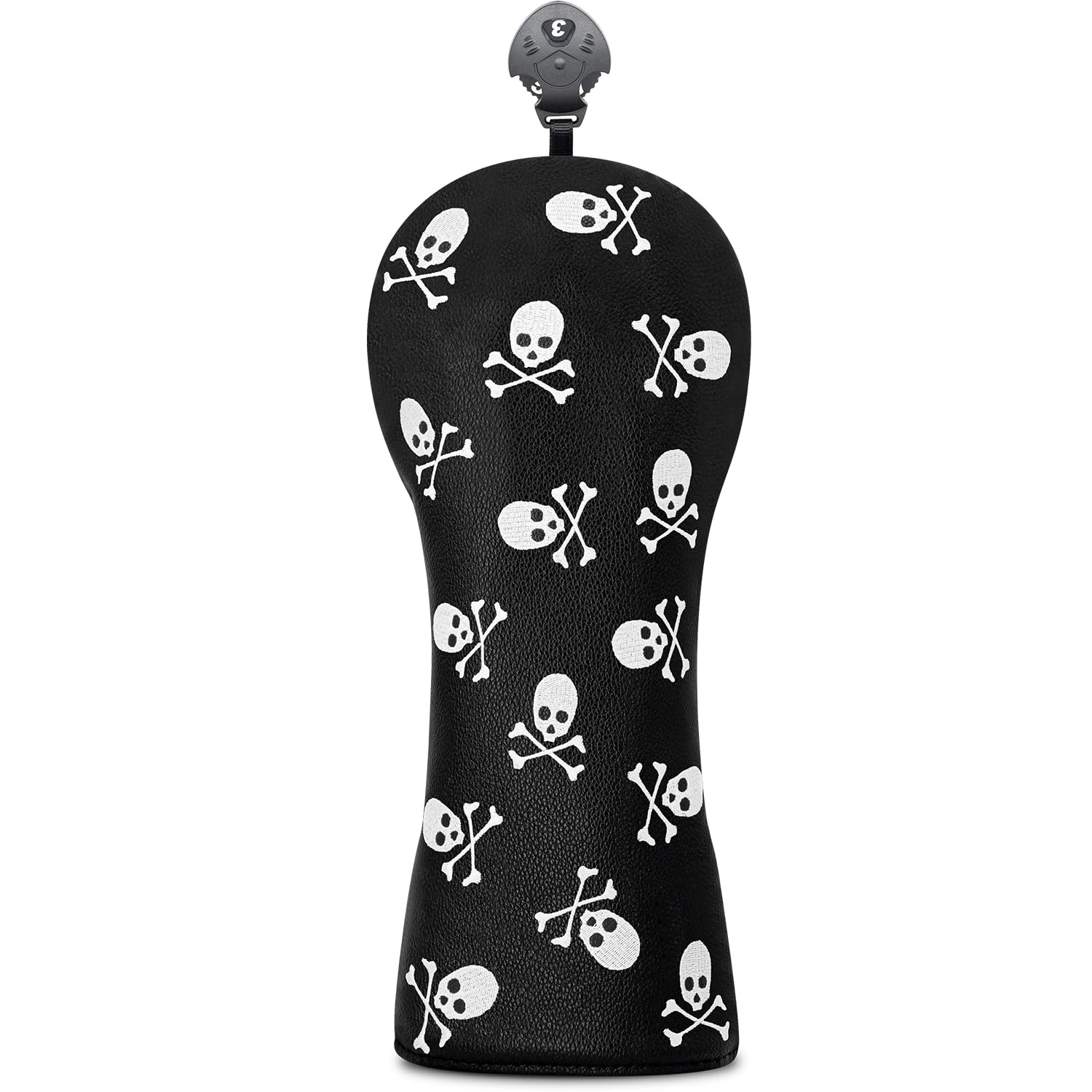Golf Head Cover Golf Club Black Little Skull Golf Covers PU Headcovers Set Fits Driver Fairway Hybrid Woods Iron Wedge Headcover.