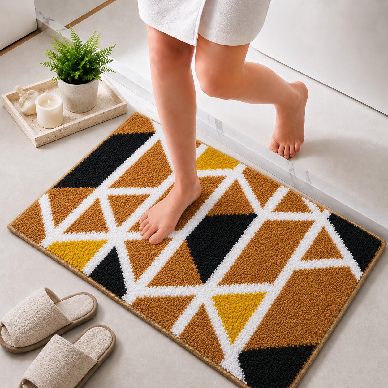 Roseate Mosaic Bath Runner - Super Soft Microfiber -4 Roseate Mosaic Bath Runner - Super Soft Microfiber -4