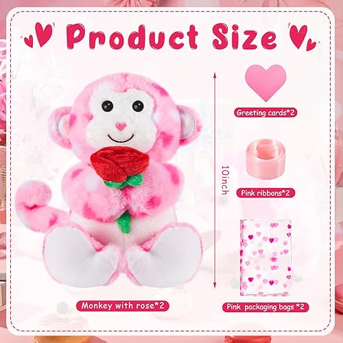 Miniatura 2 de Shappy 2 juegos de mono de peluche para el día de San Valentín, lindo mono de peluche, juguetes de animales de peluche para el día de San Valentín,