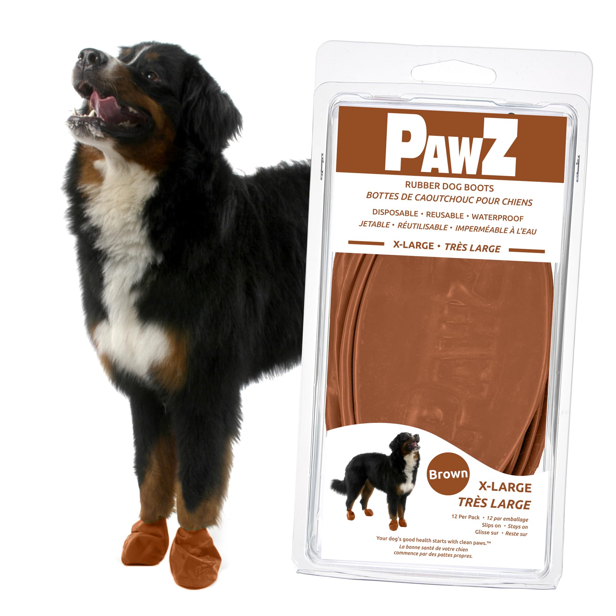 PawZ Rubber Dog Boots - Waterproof Non-Slip Dog Shoes for Hot Pavement, 12 Pack