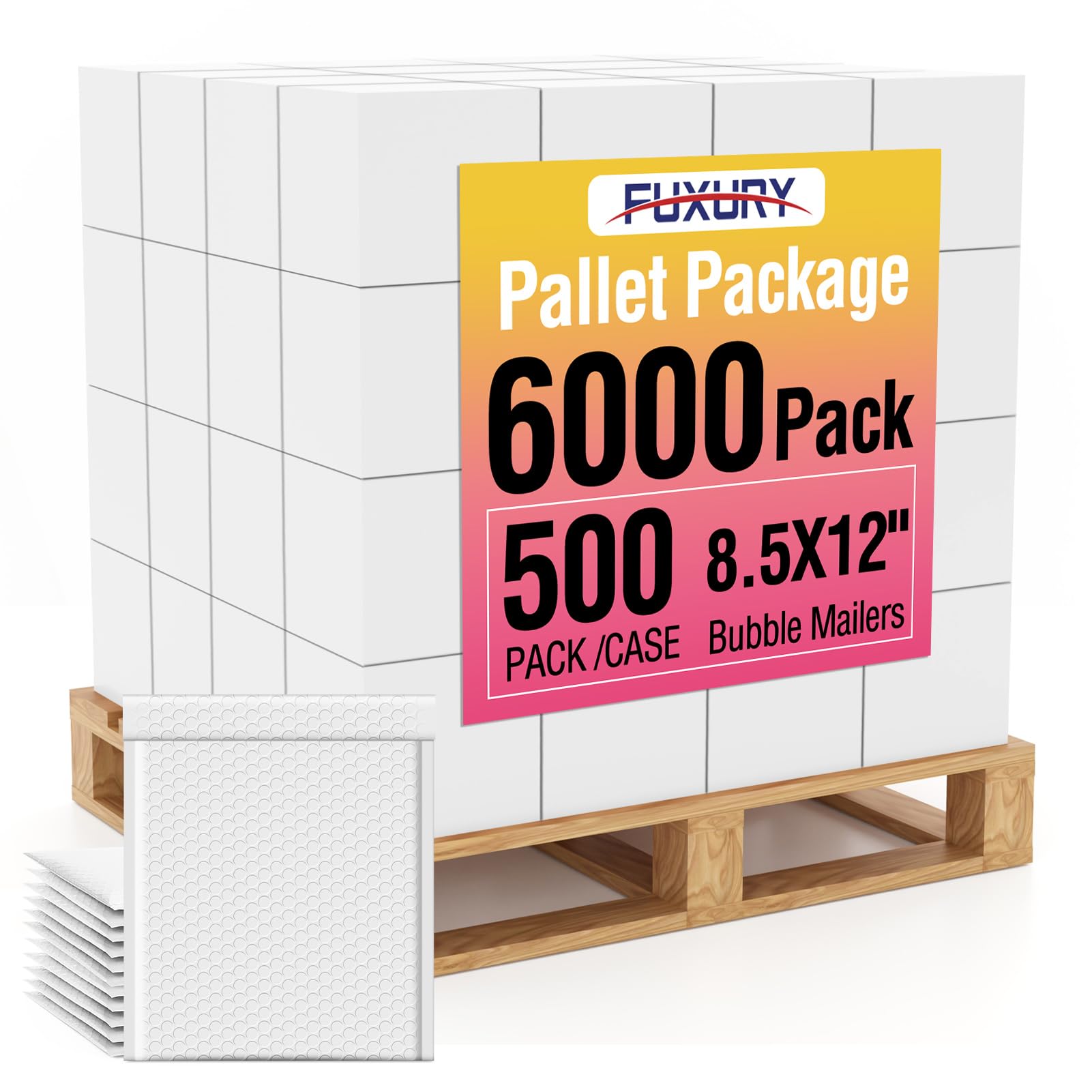 Fuxury Bubble Mailers 8.5x12" White Padded Envelopes 6000 Pack Bulk Pallet