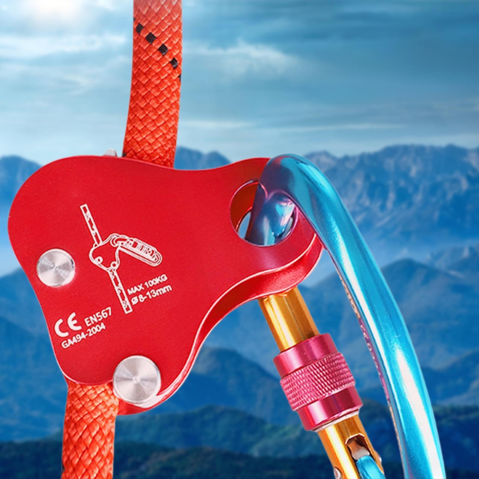 Dispositivo de Anticaídas para Escalada con Cuerda, Ideal para Arboristas Y Montañismo en Descenso.