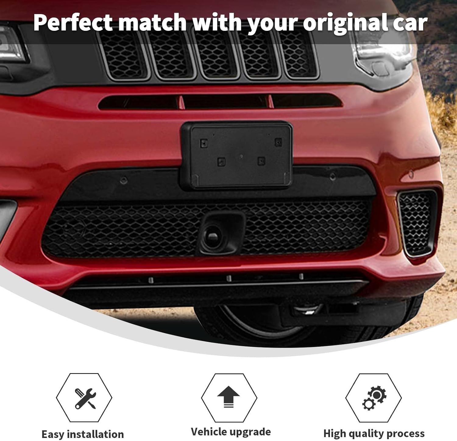 Linskip for 2016-2021 Jeep Grand Cherokee Front Plate License Frame Bracket Holder Hanging Kits Compatible with 2016 2017 2018 2019 2020 2021 Jeep Grand Cherokee Accessories
