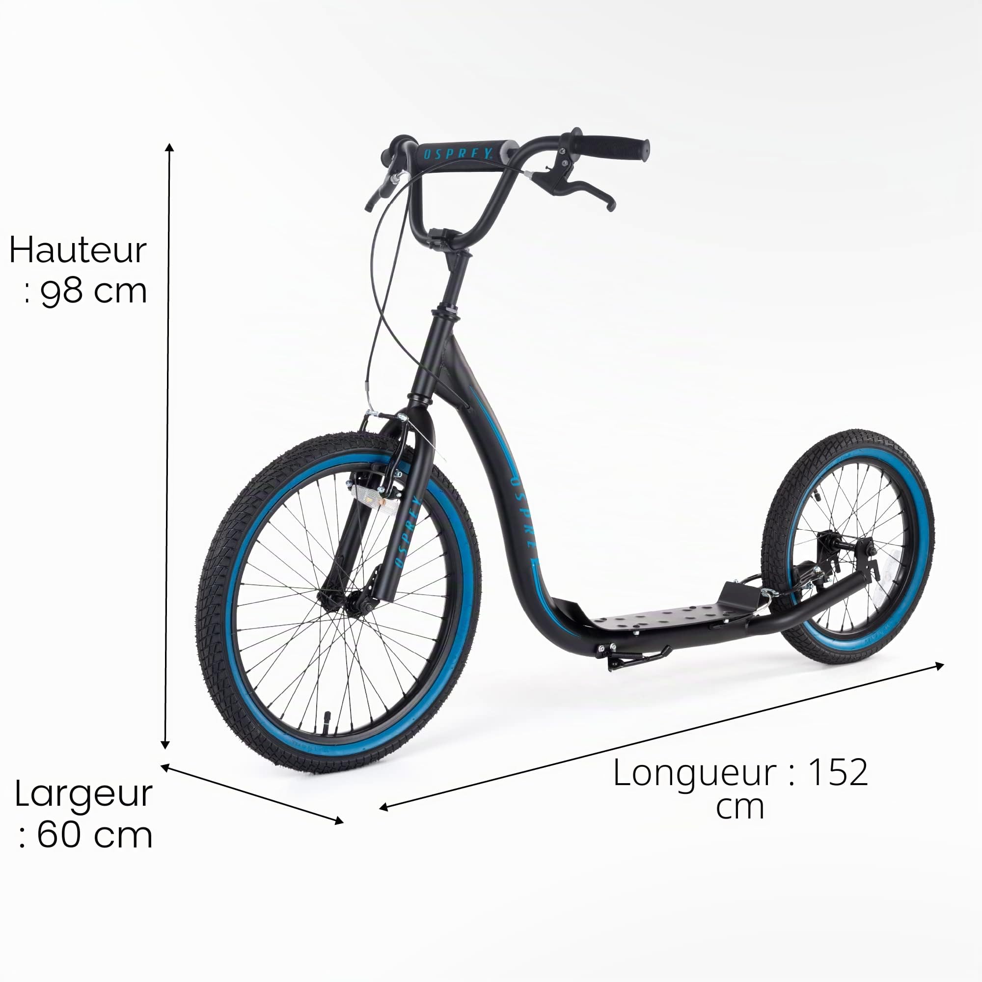 Osprey Trottinette BMX pour Adultes et Adolescents avec Grandes Roues et Guidon réglable pour Tout-Terrain, Plusieurs Couleurs