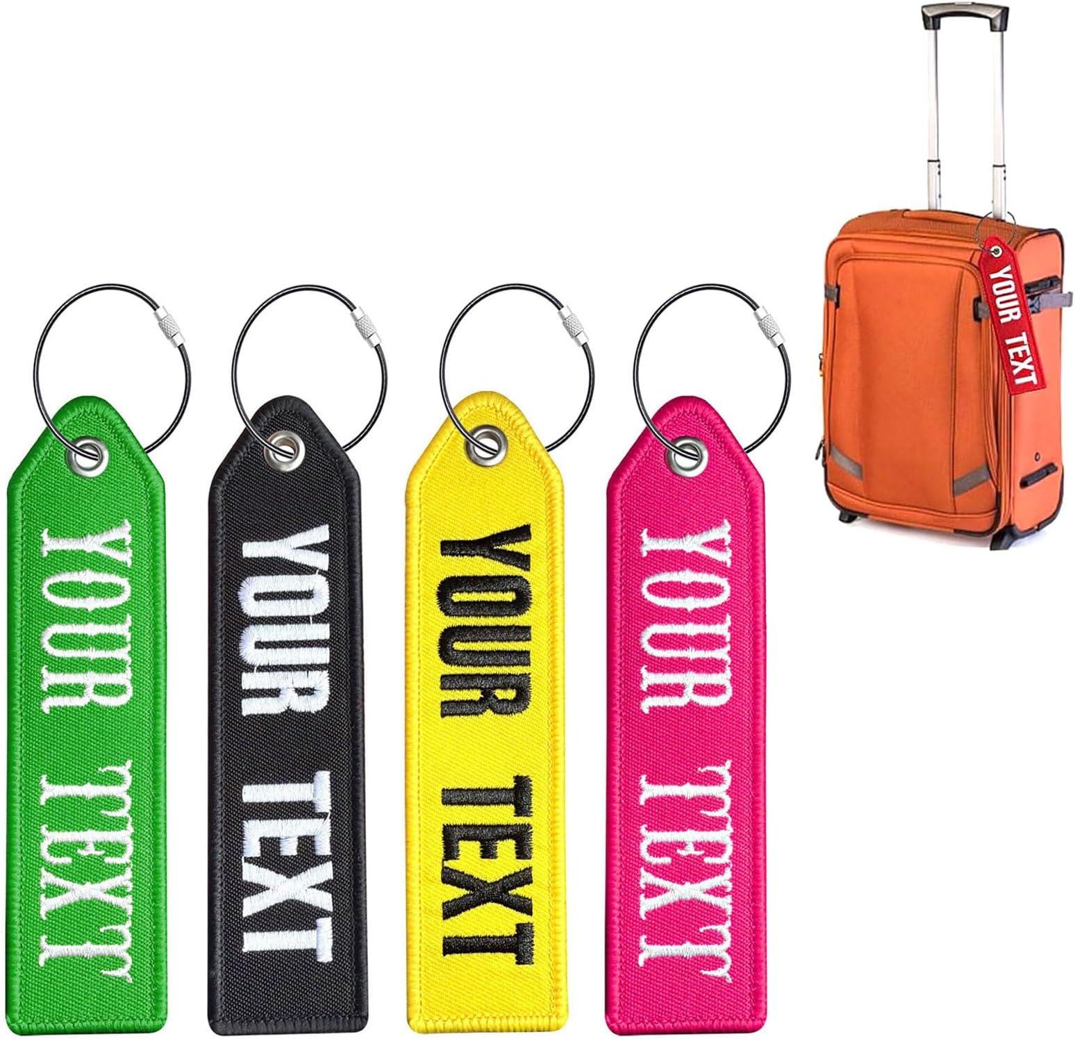 Personalized Luggage Tags, Customized Travel Luggage Labels with Stainless Steel Loop for Suitcases, Embroidery Baggage Tags to Quickly Spot Travel Bag Suitcase
