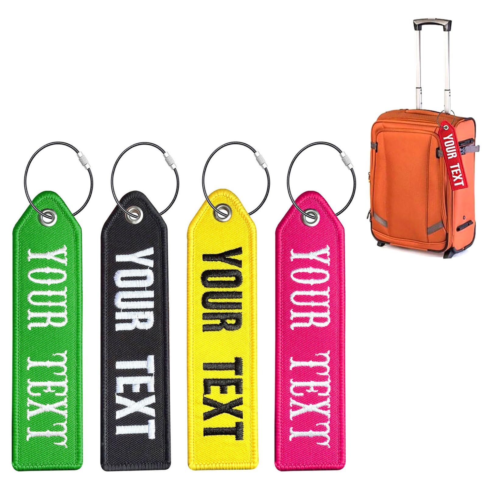 Personalized Luggage Tags, Customized Travel Luggage Labels with Stainless Steel Loop for Suitcases, Embroidery Baggage Tags to Quickly Spot Travel