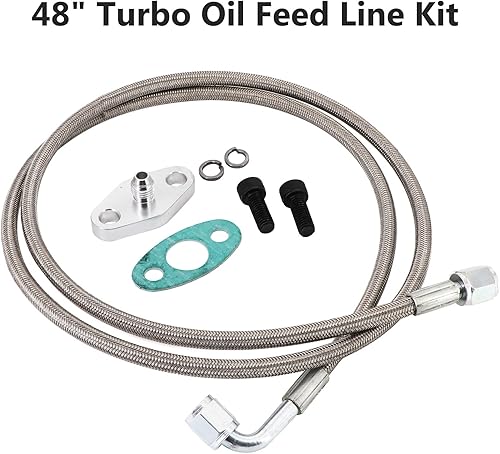 Miniatura 10 de Línea de alimentación de aceite turbo 4AN de 36 pulgadas, longitud de línea de alimentación turbo de acero inoxidable, trenzado 4AN, presión 4AN,