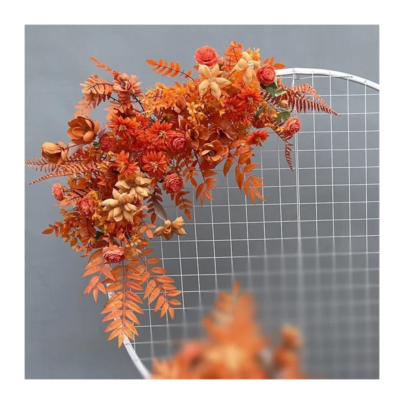 Flower Arch Wedding Flower Simulation Artificia Silk Flowers Arch Round Art Window Decoration Props T Stage Leaf Hanging(Color2 L)
