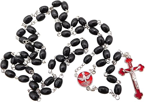 Miniatura 8 de Westmon Works Rosario de confirmación con cuentas acrílicas rojas y tarjeta de oración sagrada en una funda protectora, Metal, No es una piedra