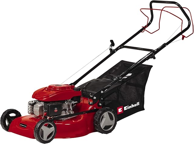 Einhell GC-PM 46/4 S Self-Propelled Petrol Lawnmower -- 46cm Cutting Width, 50 L Grass Box, 9 Cutting Height Levels -- Easy To Start, Walk-Behind Lawn Mower With 4-Stroke Engine